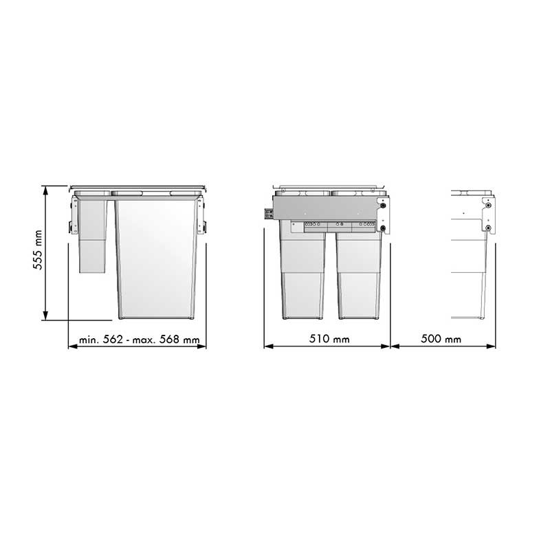 Kit Cubos Basura Ecológico 2x35 + 2x8 L para Cajón de Cocina