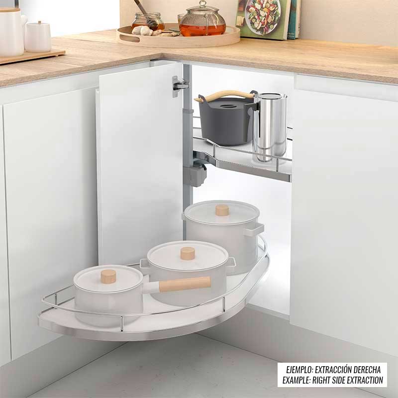Sistema de rincón extraíble para mueble de cocina Titane, Acero y