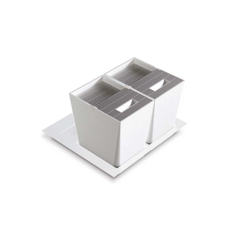 Mueble reciclaje 4 cubos de basura metal blanco mate