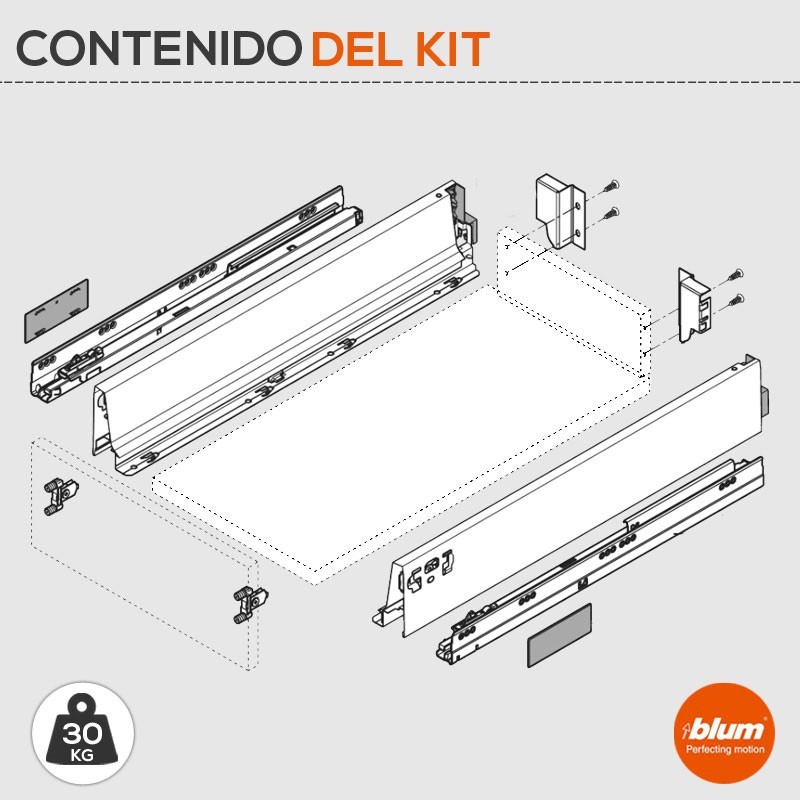 Cajón Tandembox M Kit CON Tablero Fondo 50 - Online