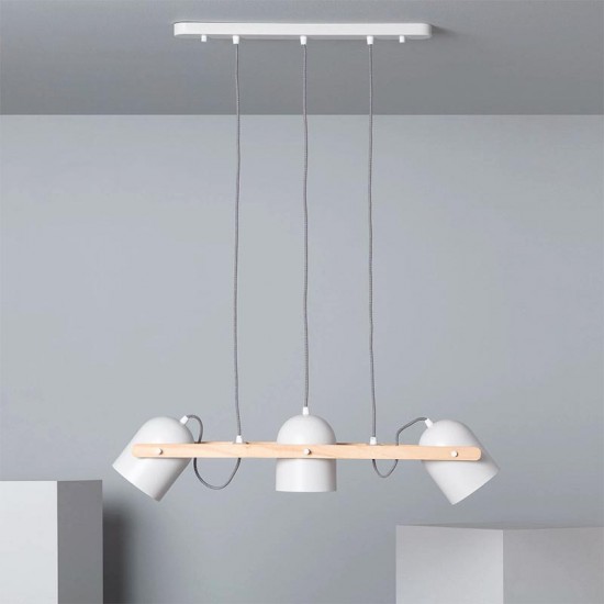 Lámpara Colgante Madera y Metal Klarhet Blanca