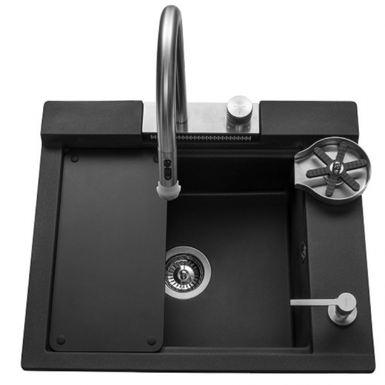 Fregadero Sobre Encimera Multifunción Shiva Negro
