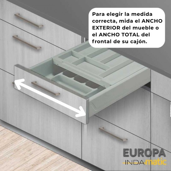 Cajón Cocina Cubertero Doble PVC Gris Europa