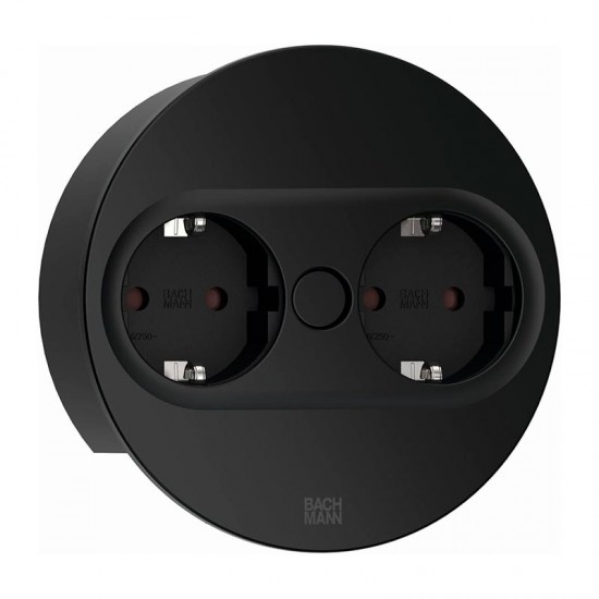 Modulo de Enchufes Twist 2 Redondo Negro
