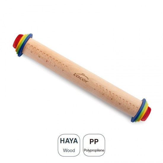 Rodillo de Amasar en Madera de Haya con Anillas