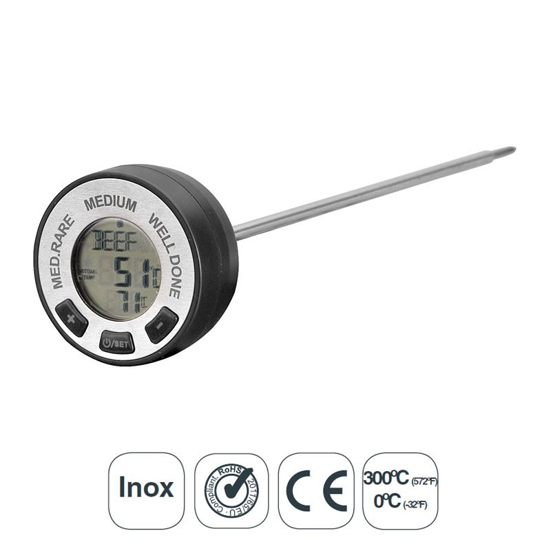 Thermomètre digital en Inox - -50+300°C