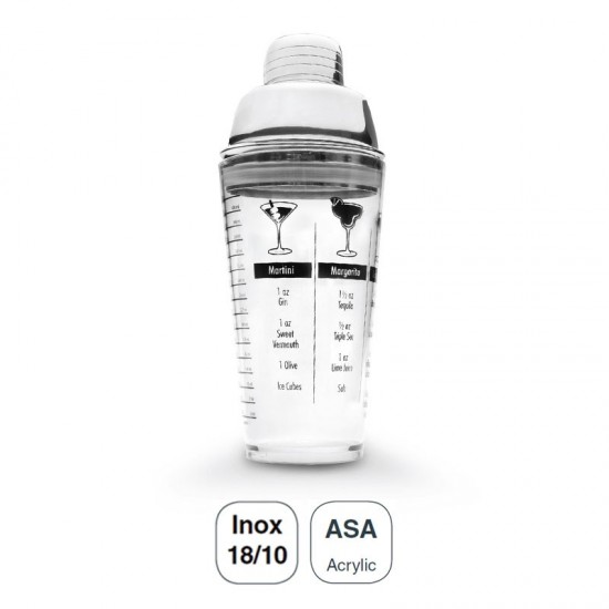 Coctelera Acrílica con Tapa Inox