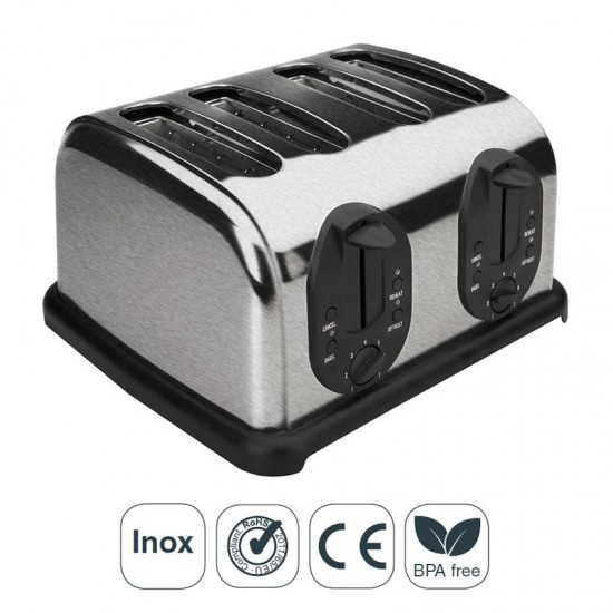 Tostadora Automática 4 Ranuras para Rebanadas de Pan