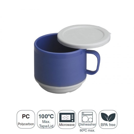 Taza Doble Pared Policarbonato con Tapa