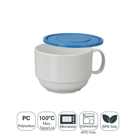 Taza Desayuno Policarbonato con Tapa