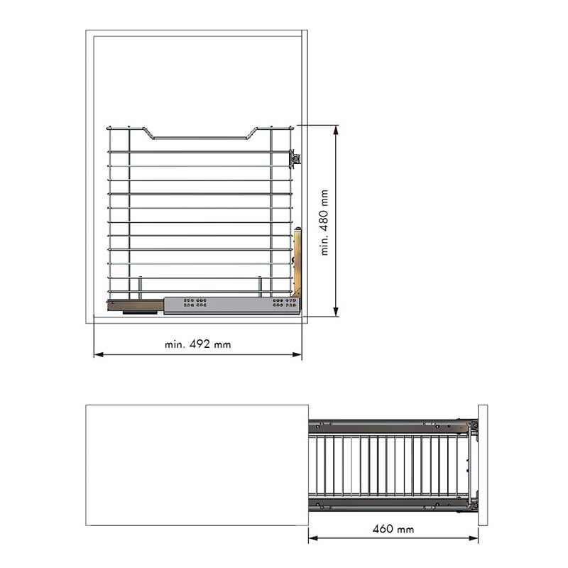 Cesto extraíble para mueble de cocina Ancho exterior mueble 262-268 mm