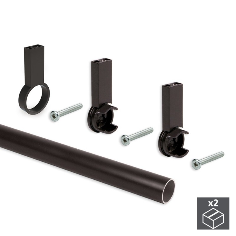 Comprar Kit de barra para armario redonda D. 28, 1150 mm, aluminio,  Anodizado mate